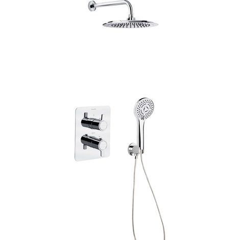 Ramon Soler - Conjunto Grifo Ducha Termostático Empotrado de 2 Vías Cromado con Accesorios Redondos Serie Blautherm (1/5)