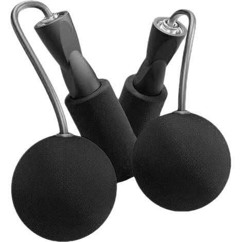 Corde à sauter sans fil 6,5cm avec boule lestée, roulement double, silencieuse, fitness, câble, pour sport intérieur, exercice, noir (1/5)