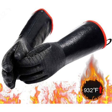 Gants de sécurité ignifugés et résistants à la chaleur de 45 cm (18 pouces), en néoprène épais, résistants à l'huile et ignifuges, pour four. (1/5)