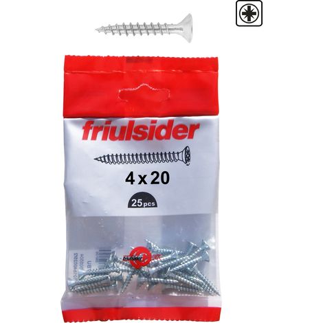 Vite truciol.univ.  VBU  TPS INTER/FIL  Zinc.BIANCA  fil.totale 25 pz   4 x 20 (1/2)