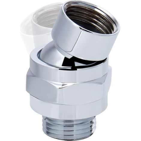 Schwenkbarer Duschkopfadapter, Duschanschluss aus massivem Messing, Kugelgelenk, verstellbares universelles Duscharmverlängerungsset (Chrom)
