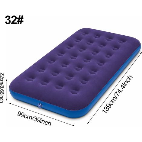 (32) Matelas gonflable avec pompe à air intégrée, surface floquée, durable et portable, adapté au camping et aux voyages. (1/5)