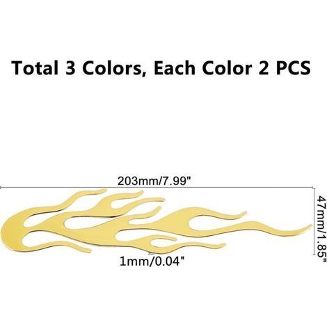 Autocollants Voiture PVC Flamme – 6 Pièces, 200 x 50 mm, 3 Couleurs Assorties (1/3)