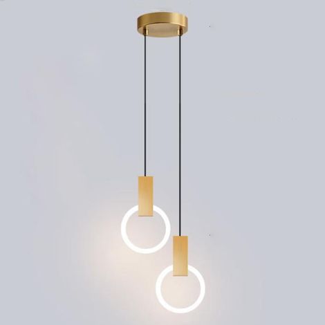 1 Lustre Suspension Acrylique Aluminium 28W Lumière Chaude Plafonnier Réglable Salon Chambre (1/5)