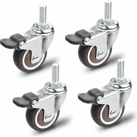 Roulettes pour Meubles, 4 Pièces Roulette Pivotante, M10x25mm Universelles Roulettes pour Meubles, Capacité de Charge 40 KG par Roulettes (1/5)