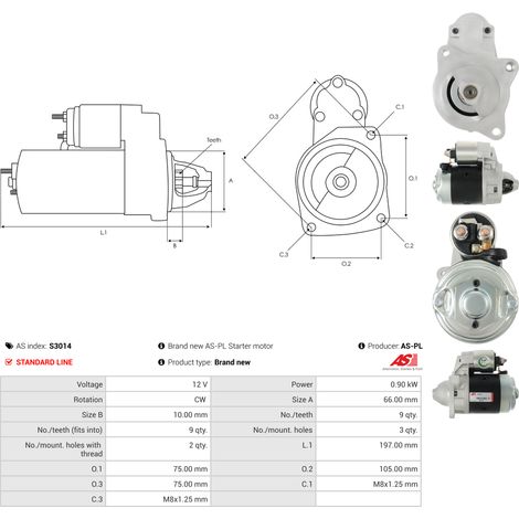 Démarreur AS-PL S3014 ARO 1516730R 1516822R 5001668 5001669 6021330030