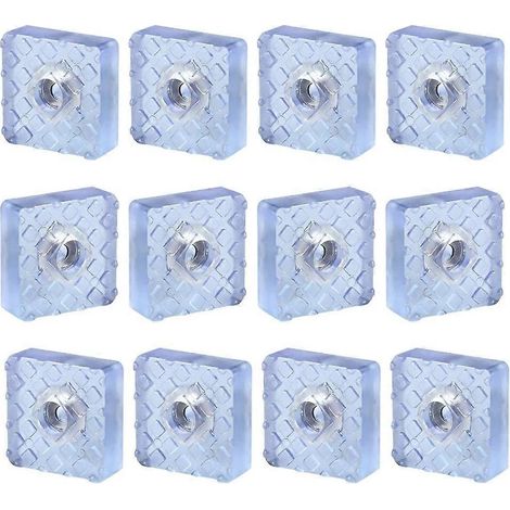 Lot de 12 patins antidérapants en caoutchouc pour chaises et meubles de jardin, protection de sol 30 mm x 30 mm (1/4)