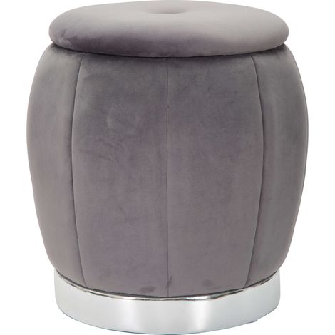 Pouf Contenitore Trevel, Forma Rotondo, Colore Struttura Argento, Materiale Struttura in Tessuto, 43x43x43h cm Grigio
