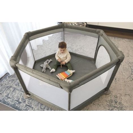 Parc Explore - DREAMBABY - 6 Seiten mit Stoffbasis und gepolstertem Rahmen - Ø 1,40 m - H 70 cm - Taupe