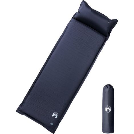 Matelas de camping autogonflant avec oreiller 1 personne gris (1/5)