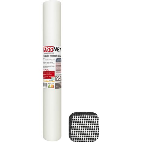 Rouleau en fibre de verre 95 g/m² – 1 x 50 m – Treillis anti-fissures pour murs et plafonds – Cache les irrégularités – Fiss Net (1/5)