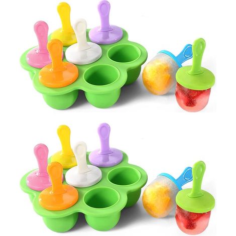 Moldes de silicona de 2 piezas para cubitos de hielo, Con palitos, Congelador, Máquina de hielo, Mini moldes para cubitos de hielo, Morado oscuro (1/5)
