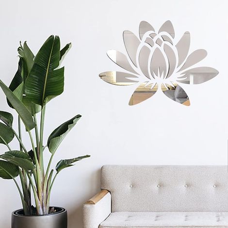 Adesivo da parete a forma di fiore di loto in acrilico 3D, decalcomanie da parete autoadesive e rimovibili per la casa, la camera da letto, il soggiorno, la decorazione del bagno, 13,7 x 9,8 pollici, (1/5)