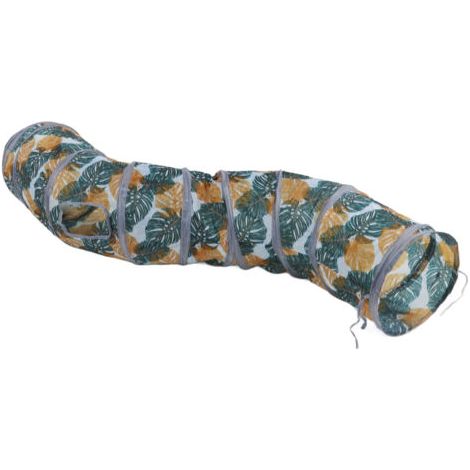 KIMISS Cat Tunnel Toy pour Chats Intérieurs - Tune de Tunnel à imprimé à Feuilles Sauvages, Espace de Jeu épais et Portable pour Les Petits Animaux de Compagnie (1/5)