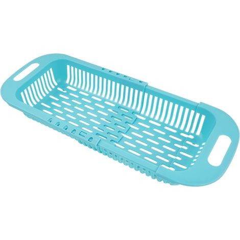 Égouttoir télescopique pour évier, extensible et pliable, à fixer au-dessus de l'évier pour ranger et sécher la vaisselle.