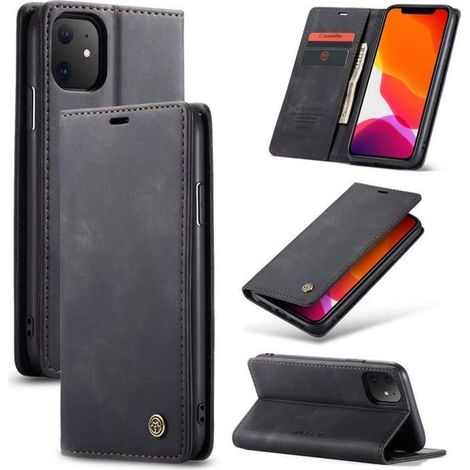 【SmartLegend】Coque Bumper iPhone 11 Housse Etui Cuir Portefeuille Case Style à clapet -Noir