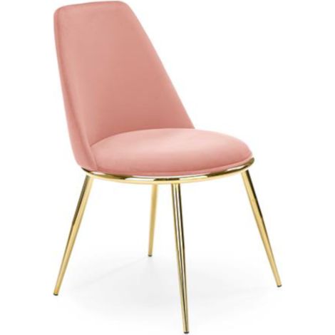Chaise design en métal doré et velours rose Bram (1/5)