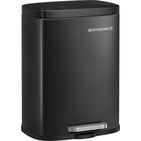 Poubelle de salle de bain 38,4 x 28,6 x 25,2 cm avec seau intérieur fermeture douce en acier noir (1/2)