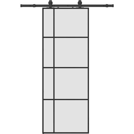 Maison Exclusive - Schiebetür mit Beschlag Schwarz 76x205 cm ESG-