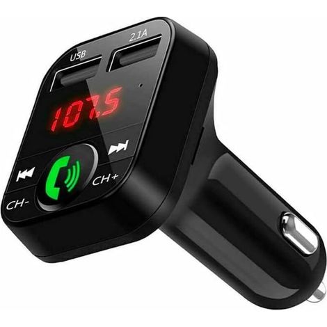 Transmetteur FM Bluetooth - Mains Libres, pour Voiture et Camion, Bluetooth Lecteur de Musique V5.0 + EDR, Adaptateur Radio Récepteur FM