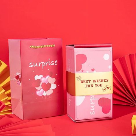 Boîte Cadeau - Boîte à Surprise avec Cœur Rose - Mécanisme Pop-out - Pour Argent ou Petit Cadeau - Idéale pour Saint-Valentin, Anniversaire ou Mariage - Lot de 16 (1/5)