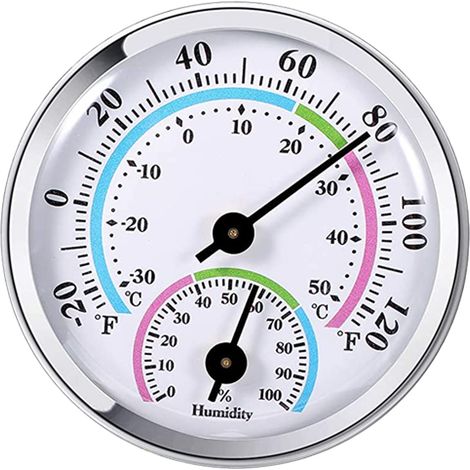 Thermometre Hygrometre Analogique 2 En 1 - Sans Pile - Plage -30 A 50 °C - Pour Interieur Et Exterieur - 1 Piece (1/5)