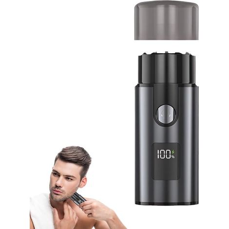 Tragbarer elektrischer Mini-Rasierer für Damen und Herren mit LCD-Bildschirm, USB-Ladefunktion, Nass-/Trockenrasur, Rotationsfunktion, für Zuhause, Auto und Reisen. (1/5)