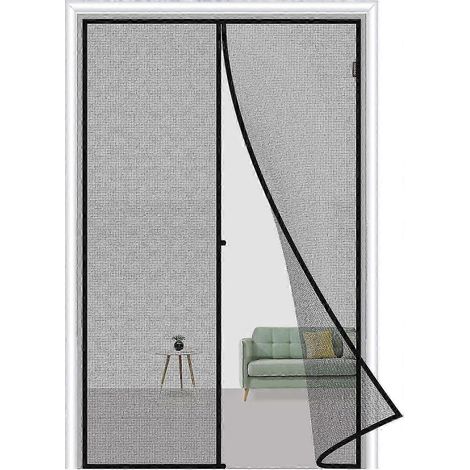 Tenda magnetica nera per porta, 80 x 210 cm, anti-insetti, non richiede foratura. -Yvan (1/4)
