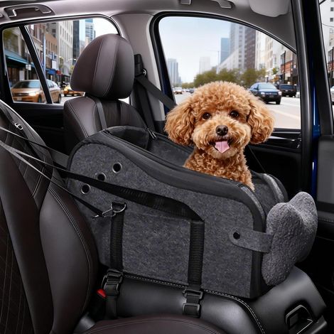 Car Seat for Small Dogs, Center Console with Seat Belt, Adjustable Soft Cushion, Portable for Small Pets (1/5)