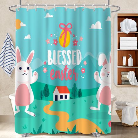 Rideau de bain imprimé polyester 180x180 souple et fluide housse de baignoire pour rafraîchir sa salle de bain (1/5)