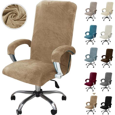 Bürostuhlbezug mit Armlehnen, elastischer Samt, abnehmbar, Größe XL (1/5)
