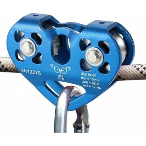 Tirolina doble de velocidad con polea de 30 kN y sistema de escalada en tándem. Carro con mosquetón para cable. (1/5)