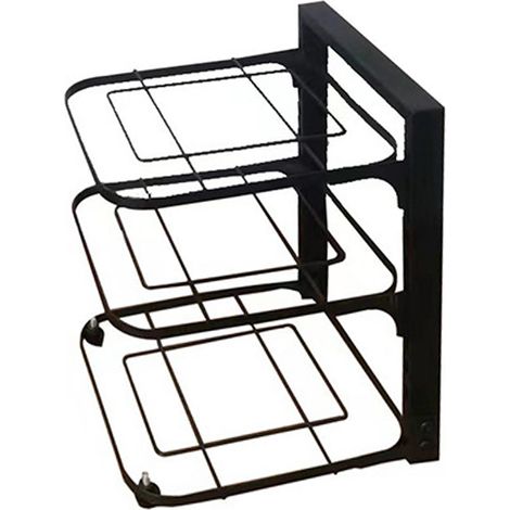 Étagère de rangement de cuisine en acier au carbone, multicouche, noire, pour casseroles et poêles, trois niveaux, 45 x 24 x 7 cm / 17,7 x 9,4 x 2,8 pouces
