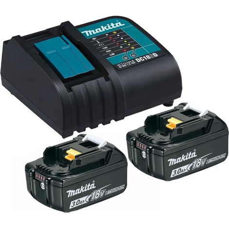 2 x Makita BL1830 Li-Ion 3.0ah Battery + DC18SD 9.6-18v 30 Minute Fast Charger