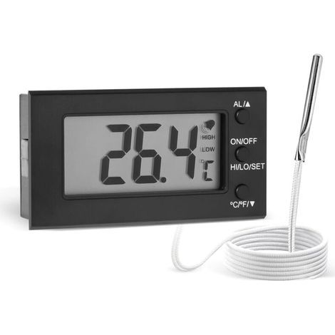 Digitales Ofenthermometer -58°F bis 572°F/-50°C bis 300°C mit Sonde, Hoch- und Niedrigtemperaturalarm, LCD-Anzeige, Celsius/Fahrenheit (schwarz) (1/5)