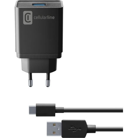 Cellularline Reiselader-Set 10W USB C bl USB Type-A inkl. Kabel für USB Type-C