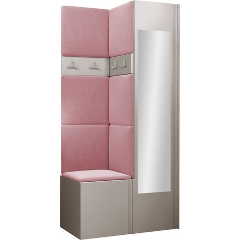 Conjunto para recibidor Pinis XXV, Manila 09, 186x82x46cm, Espejo, Aglomerado laminado, Tapiz, Colocada, Montada en la pared