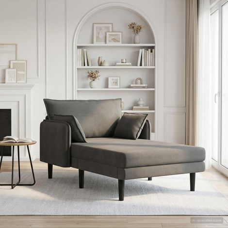vidaXL Chaise longue de gran tamaño Gris oscuro Tela de pana (1/5)