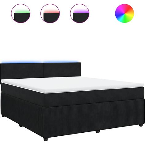 Maison Exclusive - Sommier à lattes de lit avec matelas Noir 180x200 cm Velours (1/5)