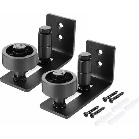 Piece Heavy Duty Black Carbon Steel Sliding Door Track Wall Mounted System with Adjustable Roller YMYNY (1/4)