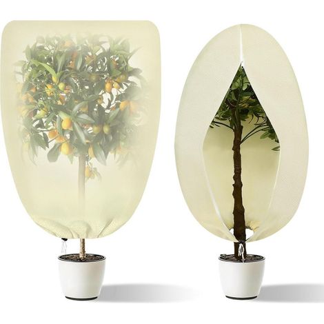 80 x 100 cm Lot de 2 Voile Hivernage Plante Exterieur, Voile d'hivernage avec Cordon de Serrage et Zipper, Housse Hivernage Plante Réutilisabl (1/5)
