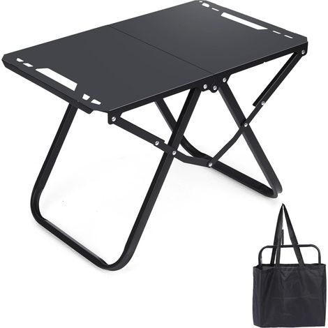 Klappbarer Campingtisch 50 × 38,5 cm – Klappbarer Campingtisch – Tragbarer Beistelltisch – Picknicktisch für Camping, Grillen und Angeln – Schwarz (1/5)