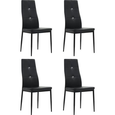 Juego de 4 cómodas y modernas sillas de cocina comedor con respaldo de cristal en sintética negra CDS021807
