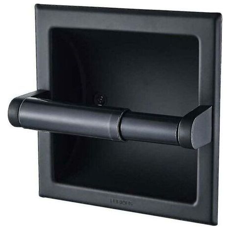 Porte-papier toilette noir mat Support mural pour papier toilette encastrable noir en métal Porte-papier toilette mural noir avec support de montage (1/5)