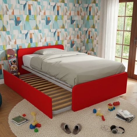 Letto 1 piazza e mezza con letto estraibile - Rosso