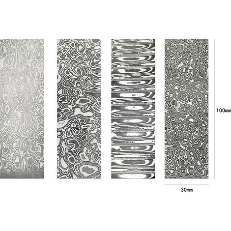 Plaque Sandwich en billette d'acier damas, matériau à motifs trempé et lissé pour rendre le coupeur polyvalent (1/3)