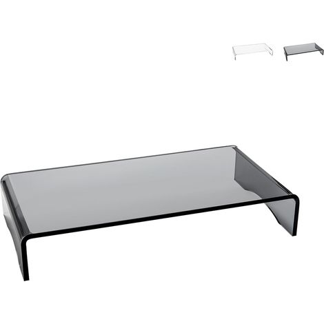 Support moniteur de bureau en plexiglas transparent 25x49x8cm Oly - Transparent Fumé (1/5)