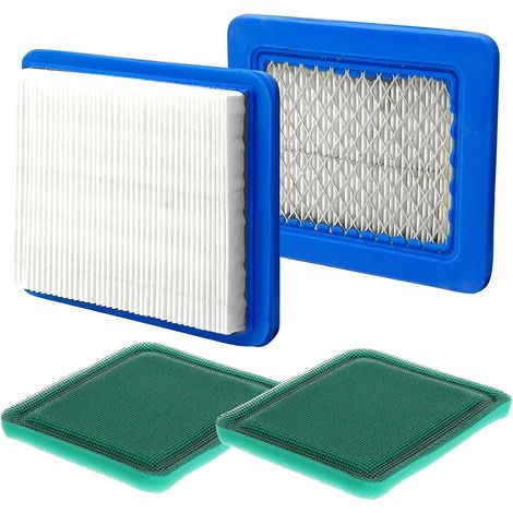Kit 2 Filtro Aria, Compatibile con Briggs & Stratton 491588 / 491588S / 399959 - 2 Filtro + 2 Prefiltro Lavabili, Set Ricambio per Tagliaerba e Trattori da Giardino (1/5)