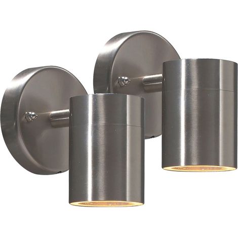 2er-Set Edelstahl Wandleuchte MODENA Down-Light, GU10, Höhe 9 cm, IP44 (1/5)