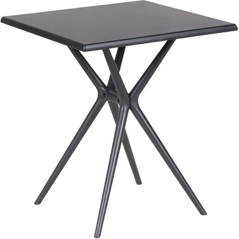 Tavolo da giardino minimalista in plastica e fibra di vetro 70 x 70 cm Quadrato per esterni Nero Piave